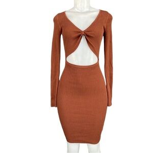 Hera Collection Rust Long Sleeve Cut-Out Dress Size M